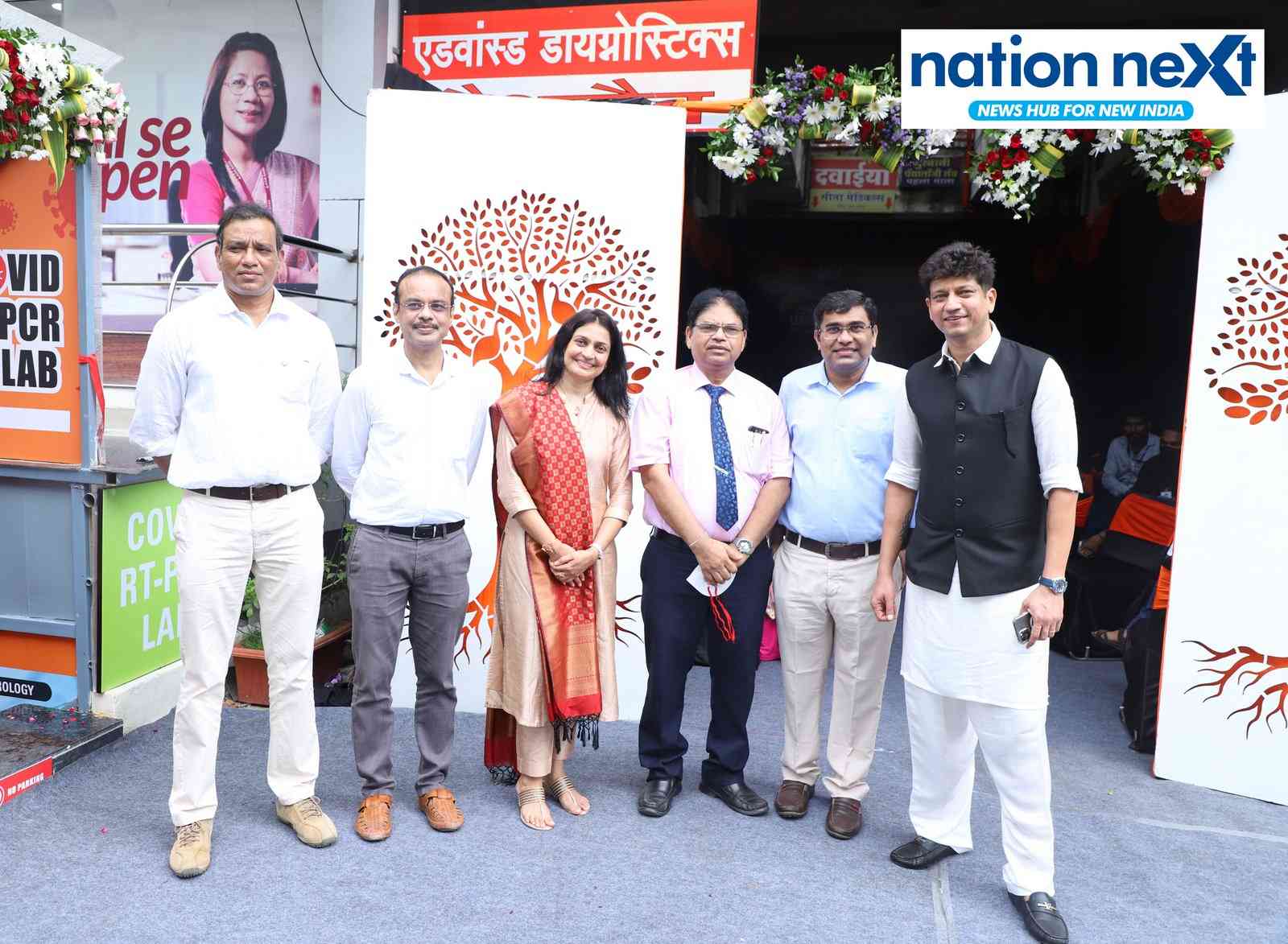 Dr Nitin Shende, Dr Ajay Ambade, Dr Shilpa Mukerji, Dr Shankar Khobragade, Dr Prafulla Sakhare and Dr Major Shantanu Mukerji during the inauguration of Advance Diagnostics Pathlab for COVID RT-PCR at Indora Square in Nagpur